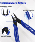 Micro Flush Cutters 5 Pack Small Wire Cutters Snips Pliers Nippers Side Cutter Diagonal Cutting For Zip Ties Craft Electronics