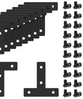 10 Sets Black 2020 T Shape Corner Bracket Joint Plate Bundle With Aluminum Profile Outside Joining Plates 40 Slide In T Nuts And Screws For 6mm 2020 Series Extrusion Ideal Corner Connectors For DIY Frames And Projects., 65x65mm black steel T-slot plates with T-nuts and screws