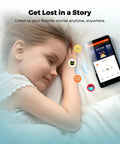 Child sleeping next to 160GB Bluetooth WiFi MP3 Player For Kids With 4.0 Inch Touch Screen Android Music Player And Speaker No Phone Needed.