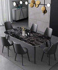 Dining room with black marble peel and stick wallpaper for countertops and backsplashes self adhesive vinyl wrap removable shelf liner