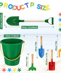 12 Piece Kids Beach Toy Set With Colorful Buckets Shovels Rakes Forks Trowels And Wooden Handle Garden Tools For Sand Water Play