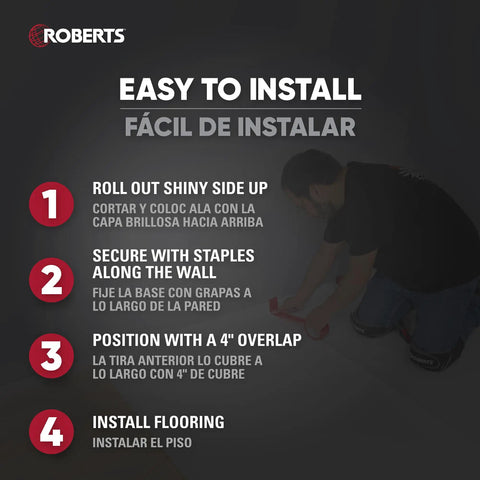 Instructions for installing Pro Grade Moisture Barrier Underlayment For Solid And Engineered Wood Floors And LVP, 6 Mil roll