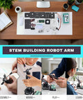SIYEENOVE ESP32 4DOF robot arm kit on desk; Arduino/MicroPython compatible with joystick control components