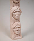 Learn To Carve A Native American Chief Face With A 12 Inch Hand Cast Resin Study Stick Kit showing carved practice faces.
