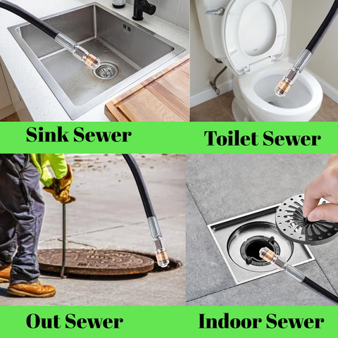 Powerful Sewer Jetter Kit For Pressure Washer 3600 PSI Drain Cleaner Hose 25Ft used in sinks, toilets, outdoor, and indoor drains