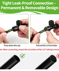 Hands demonstrating Thirty Piece Quick Connect Drip Irrigation Tee Fittings Kit For One Quarter Inch Tubing installation.