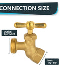 50 Pack Brass Hose Bibb Valves No Kink One Half Inch FIP To Three Quarters Inch MHT Garden Outdoor Water Fittings Set Durable Leak Proof For Yard Hose Connections And Sprinklers, brass valve with 1/2 FIP inlet and 3/4 MHT outlet
