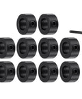 10 Pack Set Screw Shaft Collars With 8.05mm Bore 14mm Outer Diameter And 7mm Wide Black Oxide Carbon Steel With Wrench Shown