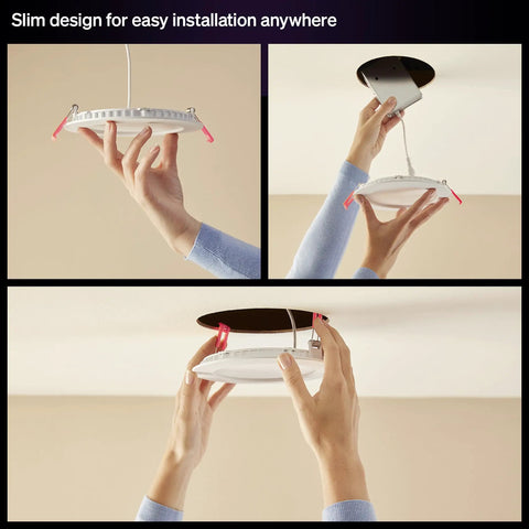 Top Shelf Smart Recessed Led Ceiling Light With Sleek Slim Downlight providing easy installation in low profile ceilings.