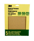 Aluminum Oxide Sandpaper Set 9 By 11 Inch 5 Sheets With Assorted Grit 100 150 220 packaging front view