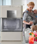Cream Countertop Nugget Ice Maker With Visible Window And Sleek Touchscreen That Cranks Out 44 Lbs Of Soft Sonic Ice Daily for easy beverage prep.