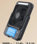 Ultra Slim 20000mAh Magnetic Cruise Approved Fan With Night Light, Four Speed Portable Travel Fan front view with battery display