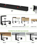 Diagram showing Huge 48 Inch Under Desk Cable Management Tray With Clamp Or Screw Mount No Drill Setup Holds Up To 70 Lbs Fabric Wire Organizer