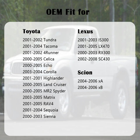 Vehicle compatibility list for Gas Cap Replacement For 2000 2006 Toyota Lexus Fits Your Ride RAV4 Corolla Tacoma.