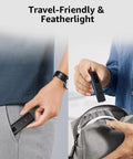 Person placing Hidden Camera Detector Pro With Advanced Anti Spy Tech RF Signal And GPS Tracker Finder in a backpack and pocket