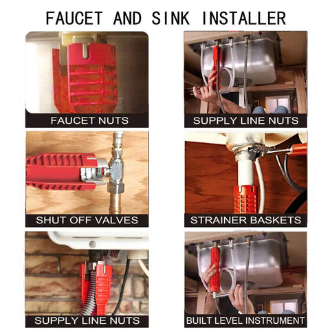 Do It All Faucet And Sink Installer Tool 8 In One Basin Wrench usage demonstrations on faucet nuts, supply line nuts, and more.