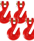 Red forged alloy steel clevis grab hooks for 3/8 in chain, 4-pack