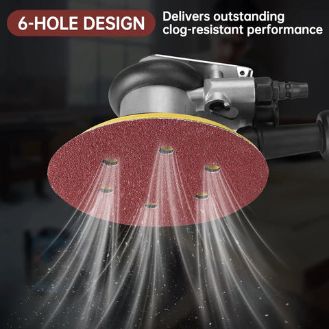 6-hole sanding disc with dust extraction, part of 110 Pcs 6 Inch Round Hook And Loop Sanding Discs Set With 6 Hole Design Grits 60 80 120 240 400