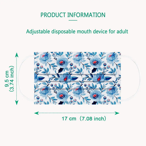 Floral Print Disposable Face Masks For Glasses Wearers 3 Ply Breathable Anti Fog Face Cover With Adjustable Nose Wire 50 Pack Adults