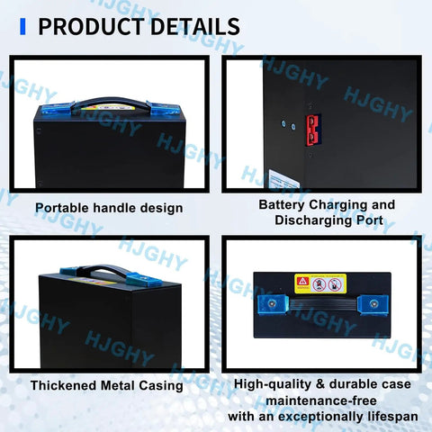 High Performance 48V Lithium Forklift Battery Pack With Smart Cell Protection And No Memory Effect, showing portable handle and charging port.