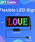 Customizable Car LED Sign With Bluetooth App Control For DIY Text Patterns And Animations, 6.7x2.8 inches, USB powered