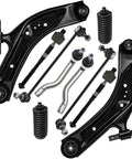 10 Piece Front End Suspension Kit For 2014 2019 Nissan Rogue And Rogue Sport Includes Bolt On Front Lower Control Arms With Ball Joints Front Outer And Inner Tie Rods Ready To Install, black steel parts