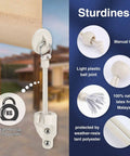 Outdoor Roller Shade Replacement Parts Kit With Tie Downs And End Cap Ring For Weather Resistant Performance Sand Color Easy Install Fully Compatible With Exterior Roller Shade And Outdoor Blinds 2 Sets, showing tie-down in detail.