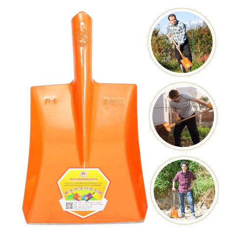 Heavy Duty Garden Shovel For Digging And Trenching with orange blade and handle, used for landscaping and gardening in outdoor spaces.