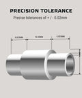 Diagram illustrating precision tolerance for Eight Millimeter Inline Skate Bearings set featuring a Dragon self-centering spacer at 6mm spacing.