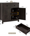 Coffee Bar Cabinet With Drawer And Two Door Cabinet Modern Farmhouse Kitchen Storage Sideboard dimensions and features diagram.