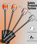 Heavy Duty 50000 BTU Outdoor Propane Patio Heater on wheels with safety protection system, visible tip-over and flame-out features.