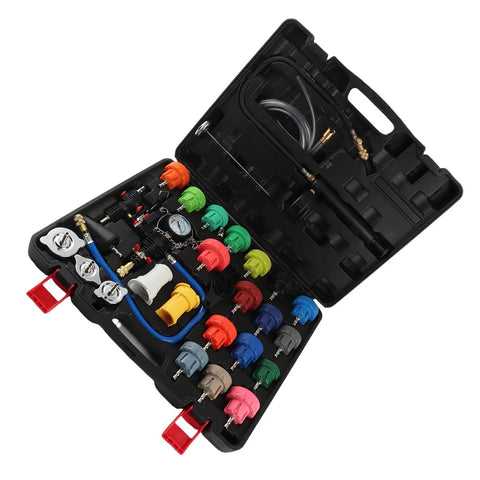 Universal Radiator Pressure Tester Kit With Pump Gauge For Coolant System Leak Detection And Vacuum Refill Tool Auto Cooling Water Tank Diagnostic Adapter Set Heavy Duty