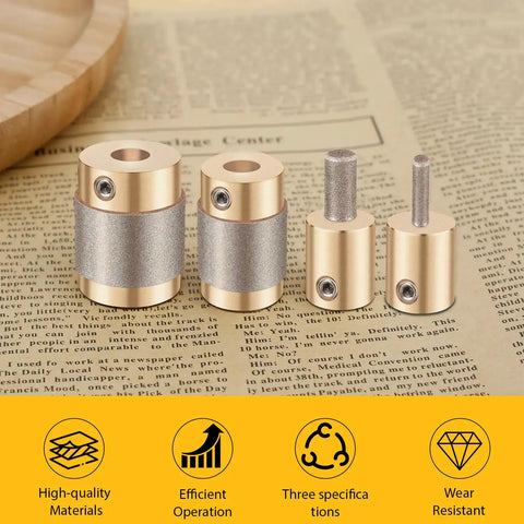 Stained Glass Diamond Grinder Bit Set Pro Grade 4 Size Heads For Glass Drilling Brass Core Bits With 1 Inch 3/4 Inch 1/4 Inch And 1/8 Inch Heads