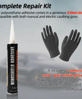 Windshield Repair Kit With Polyurethane Adhesive For Car Glass Chips And Cracks Quick Cure Weather Resistant Sealant 310ml With Gloves