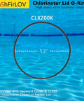 O-Ring Replacement Seal For CL200 CL220 Pool Chlorinator Lid 5 1/8 In ID X 5 1/2 In OD 2-Pack Plug-And-Play Easy Install No Tools Required Fits Replacement Parts, black nitrile rubber O-ring for CLX200K