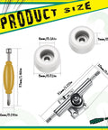 Eight Piece Fingerboard Bearing Wheels And Tool Kit White Wheels With Alloy Racks And Screwdrivers For 34mm Decks
