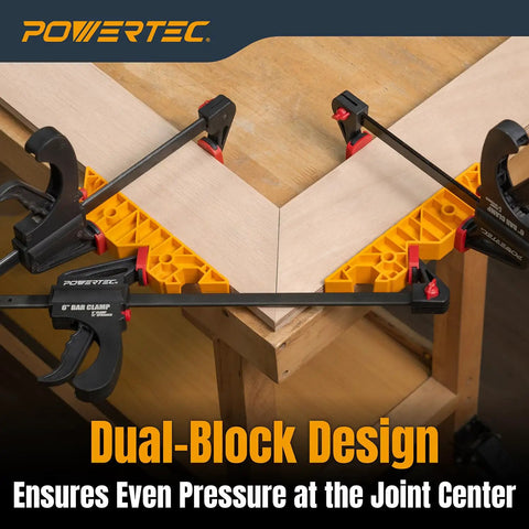 Dual Function Miter Clamp And Ninety Degree Positioning Block Set Of Two securing wood pieces at a right angle