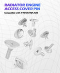 Built Tough Engine Splash Shield Skid Plate Screws And Lower Cover Pin Bolts With Heavy Duty Auto Clips, silver cover pins for radiator access.