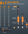 Torx Bit Set 36 Piece T5 Through T40 With 1 Inch, 2 Inch And 3 Inch Tamper Proof Bits, S2 Steel Magnetic Tips and 60mm Extension Bar