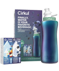32 Ounce Chameleon Stainless Steel Water Bottle Starter Kit With Green Lid Includes Two Flavor Cartridges LifeSip Blackberry Blueberry And GoSip Berry Blue Punch No Sugar No Calorie Drink Mix With Custom Flavor Dial