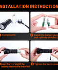 Installation instructions for UV Blacklight Flashlight With 21 LEDs 395nm For Pet Urine Detection And Scorpion Hunting