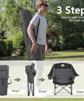 Man carrying Oversized Padded Camping Chairs Set of 2 for Adults, Heavy Duty Foldable Lawn Chairs With XL Wide Seat, in bag