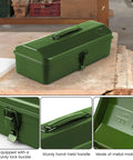 Built Tough 15 Inch Metal Tool Box With Locking Lid And Carry Handle Portable Tool Storage Case For Tools Screws And Small Parts Locking Hardware Organizer In Green
