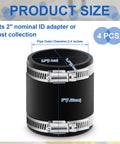Four Pack Flexible PVC Couplings With Stainless Steel Clamps For Plastic And Copper Plumbing 2 Inch Easy Fit Tight Seal
