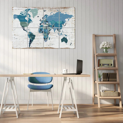 Game Changing Soundproof Wall Art Panels Hella Effective Acoustic Padding For Recording Studio Office Or Home Decor Eight Pack 48 By 32 Inches Noise Absorbing Tiles displayed as a world map on a wall.