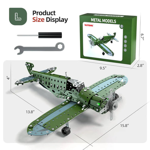 Hands-On DIY Model Airplane Kit With 285 Metal Parts, Fighter Jet STEM Building Project, Kid-Friendly Science Kit image
