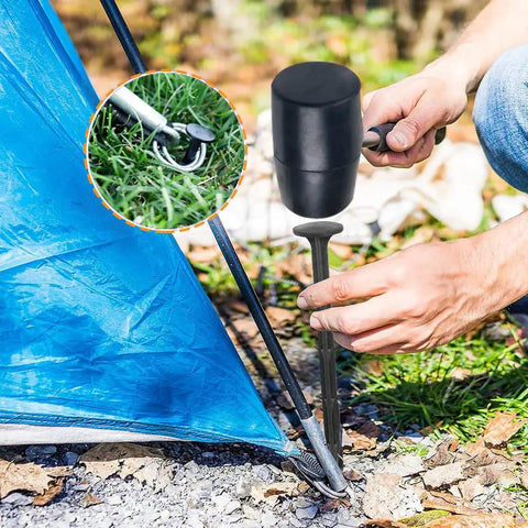 Installing 80 Pack Plastic Lawn Stakes Six Inch Ground Anchors Spikes Heavy Duty For Lawn Edging Weed Fabric Tarp Christmas Yard Decor