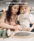 Woman and child using Mini Cordless Rotary Tool Kit All In One With 5 Speeds And 69 Accessories 4V Power for DIY crafting