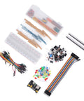 Massive Electronics Component Kit With 400 Plus Pieces Starter Pack USB Cable And Power Module Clear Labeled Storage Box Plug And Play Breadboard Ready 830 Tie Point Ideal For Arduino R3 Projects displayed on white background.