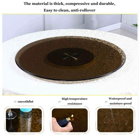 Go-To Large Glass Lazy Susan Turntable With Aluminum Bearing, showing compressive and durable 10mm thick brown tabletop organizer.